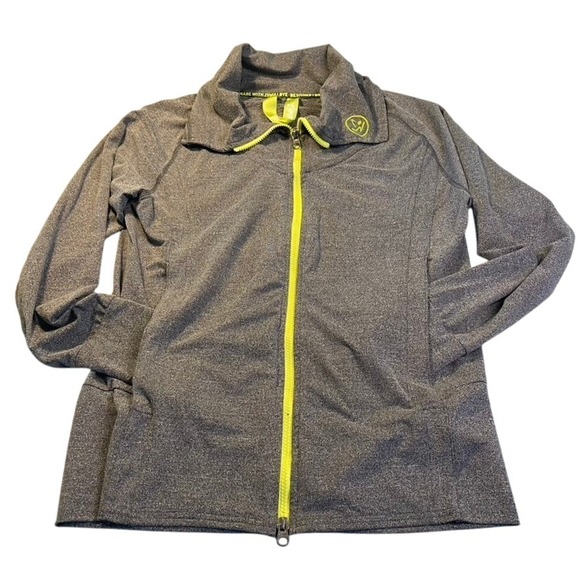 Zumba Jackets & Blazers - Zumba Active Full Zip Jacket Gray Neon Yellow Athletic Dance Cardio XL